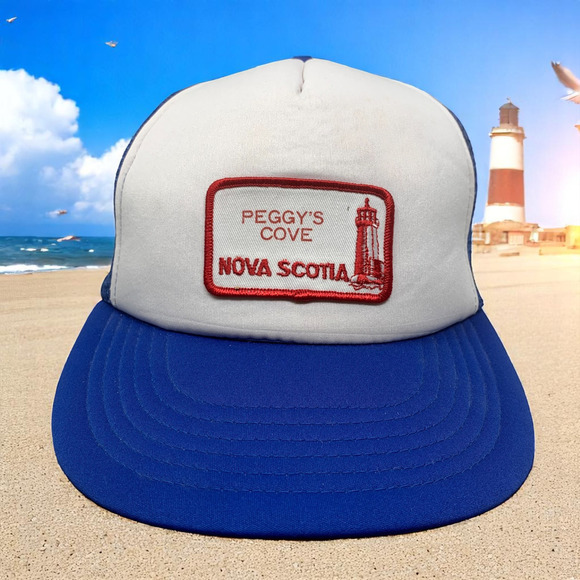 Vintage 1980's Peggy's Cove Nova Scotia Canada Mesh Snapback Trucker Hat Sz M/L - Picture 1 of 5